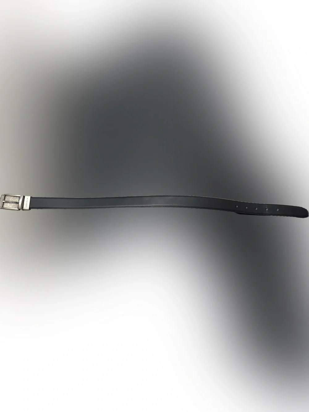 Perry Ellis Black Leather Dress Belt with Silver Buckle